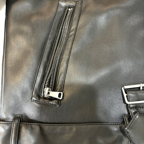 SO Faux Leather and Fur Moto Flight Aviator Bomber Jacket - Picture 7 of 14